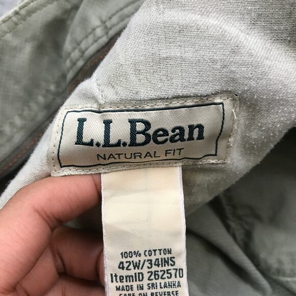 LL Bean Natural Fit Cargo Hiking Pants Mens 42x34 Fits 40x31 Straight Green - Picture 4 of 8